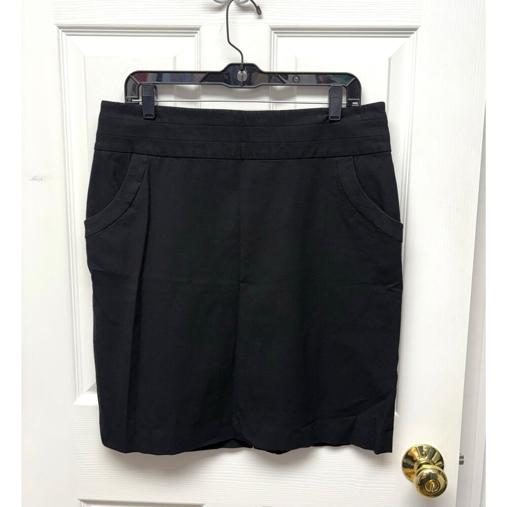 Banana Republic Skirt Black Stretch Pencil Thick Cotton Blend, Women's Size 12